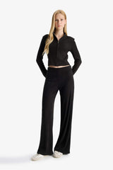 Elastic Waist Flare Fit Wide Leg Sweatpants