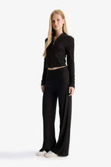 Elastic Waist Flare Fit Wide Leg Sweatpants