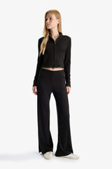 Elastic Waist Flare Fit Wide Leg Sweatpants