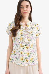 Regular Fit Flap Collar Short Sleeve Shirt