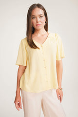 Regular Fit V-Neck Crinkle Viscose Short Sleeve Shirt
