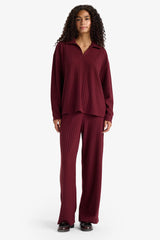 Relax Fit Polo Neck Ribbed Camisole Long Sleeve T-Shirt