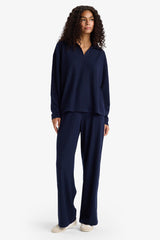 Relax Fit Polo Neck Ribbed Camisole Long Sleeve T-Shirt