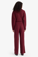 Wide Leg Ribbed Camisole Elastic Waist Trousers