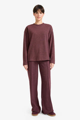 Straight Fit Elastic Waist Wide Leg Trousers