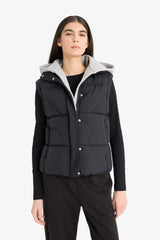 Regular Fit Hooded Zippered Puffer Vest
