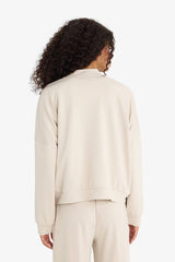 College Collar Zippered Soft Textured Modal Bomber Cardigan