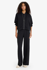 College Collar Zippered Soft Textured Modal Bomber Cardigan