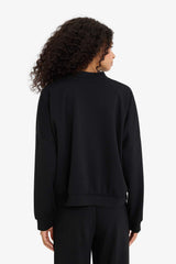 College Collar Zippered Soft Textured Modal Bomber Cardigan