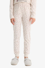 Girls Pajama Set Dog Printed Long Sleeve Top and Patterned Long Bottoms