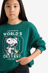 Girls Snoopy Oversize Wide-Mould Crew Neck Sweatshirt