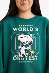Girls Snoopy Oversize Wide-Mould Crew Neck Sweatshirt