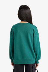 Girls Snoopy Oversize Wide-Mould Crew Neck Sweatshirt