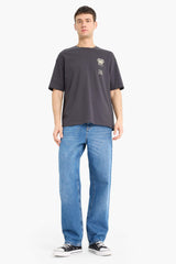 100% Cotton Boxy Fit Relaxed Cut Crew Neck Back Printed Short Sleeve T-Shirt