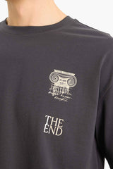 100% Cotton Boxy Fit Relaxed Cut Crew Neck Back Printed Short Sleeve T-Shirt