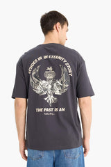 100% Cotton Boxy Fit Relaxed Cut Crew Neck Back Printed Short Sleeve T-Shirt