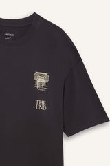 100% Cotton Boxy Fit Relaxed Cut Crew Neck Back Printed Short Sleeve T-Shirt