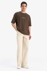 100% Cotton Boxy Fit Crew Neck Back Printed Short Sleeve T-Shirt