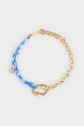 Women's Blue Rope Detailed Gold Necklace