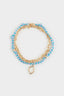 Women 2-Piece Blue Gold Necklace