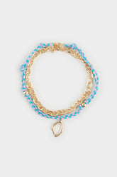 Women 2-Piece Blue Gold Necklace
