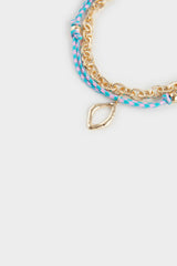 Women 2-Piece Blue Gold Necklace
