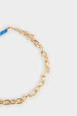 Women Blue Rope Detailed Gold Necklace