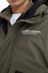 Water Repellent Regular Fit Hooded Print Detailed Zipper Detailed Inner Pocket Coat