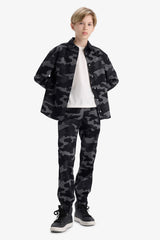 Boys Jogger Fit Camouflage Patterned Gabardine Trousers