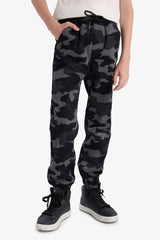 Boys Jogger Fit Camouflage Patterned Gabardine Trousers