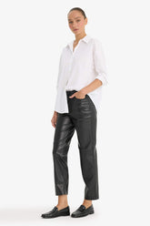 Straight Fit Double Pocket High Waist Midi Trousers