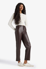 Straight Fit Double Pocket High Waist Midi Trousers
