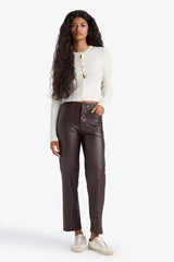 Straight Fit Double Pocket High Waist Midi Trousers
