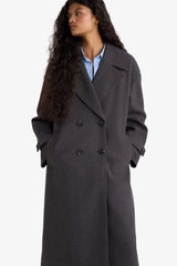 Regular Fit Buttoned Long Cashmere Coat