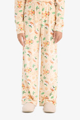 Girls Christmas Themed Pajama Set Velvet Long Sleeve Top and Long Bottoms