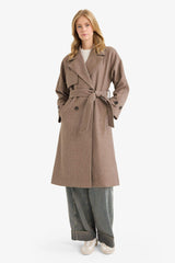 Regular Fit Buttoned Cashmere Long Coat