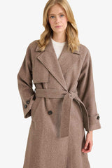 Regular Fit Buttoned Cashmere Long Coat