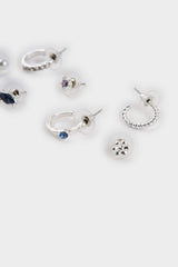 Women 9-Piece Silver Earrings