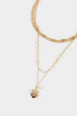 Women's 3-Piece Heart Gold Necklace