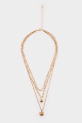 Women 3-Piece Black Stone Gold Necklace