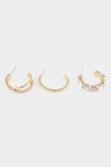 Women's 3-Piece Gold Earrings