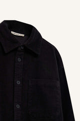Boys' Oversize Loose Fit Polo Collar Velvet Long-Sleeve Shirt
