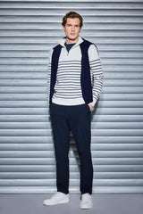 Standard Fit Half-Zip Striped Knit Sweater