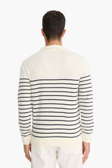 Standard Fit Half-Zip Striped Knit Sweater