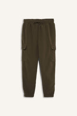 Regular Fit Fleece Sweatpants with Drawstring Waist and Cargo Pockets