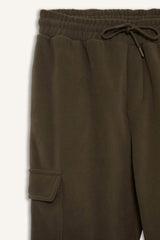 Regular Fit Fleece Sweatpants with Drawstring Waist and Cargo Pockets