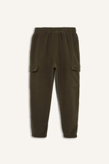 Regular Fit Fleece Sweatpants with Drawstring Waist and Cargo Pockets