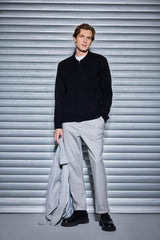 Tailored Regular Fit Straight Leg Cotton Trousers