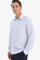 Modern fit long sleeve crinkle polo shirt