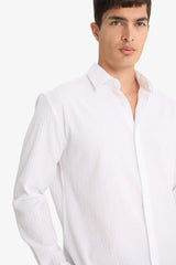 Modern Fit Polo Collar Crinkle Long-Sleeve Shirt